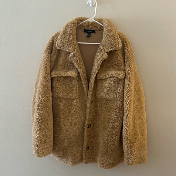 Forever 21 Jackets & Blazers - Forever 21 Tan Sherpa Teddy Shacket Like New Size L Oversized